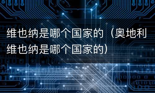 维也纳是哪个国家的（奥地利维也纳是哪个国家的）