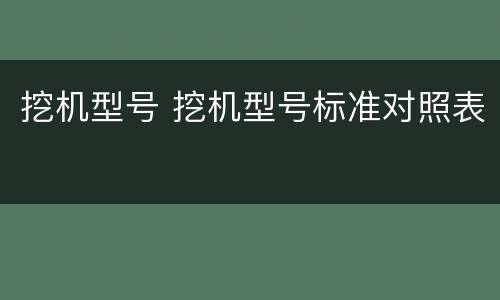 挖机型号 挖机型号标准对照表