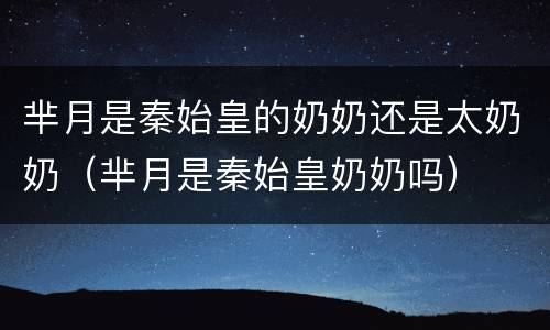 芈月是秦始皇的奶奶还是太奶奶（芈月是秦始皇奶奶吗）