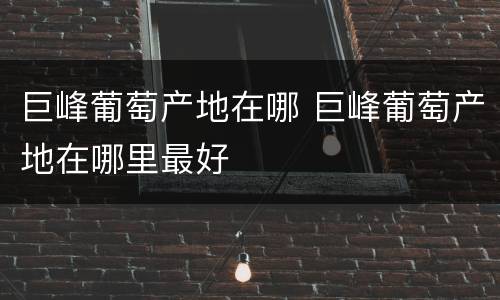 巨峰葡萄产地在哪 巨峰葡萄产地在哪里最好