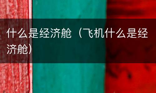 什么是经济舱（飞机什么是经济舱）