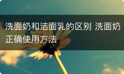 洗面奶和洁面乳的区别 洗面奶正确使用方法