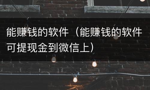 能赚钱的软件（能赚钱的软件可提现金到微信上）