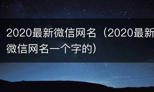 2020最新微信网名（2020最新微信网名一个字的）