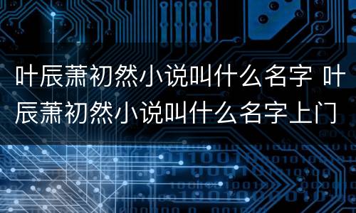 叶辰萧初然小说叫什么名字 叶辰萧初然小说叫什么名字上门龙婿