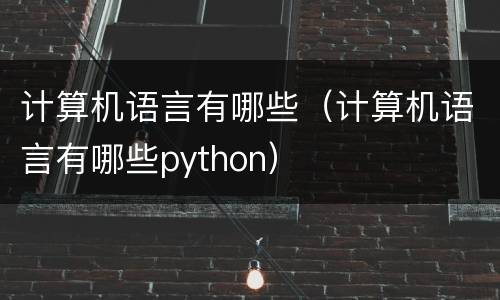 计算机语言有哪些（计算机语言有哪些python）