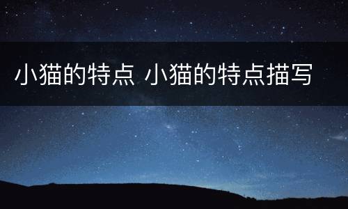 小猫的特点 小猫的特点描写