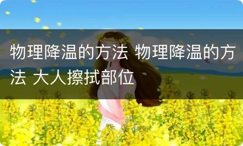 物理降温的方法 物理降温的方法 大人擦拭部位