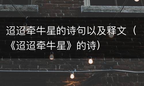迢迢牵牛星的诗句以及释文（《迢迢牵牛星》的诗）