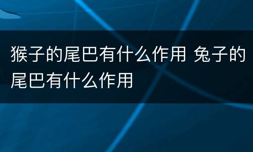 猴子的尾巴有什么作用 兔子的尾巴有什么作用