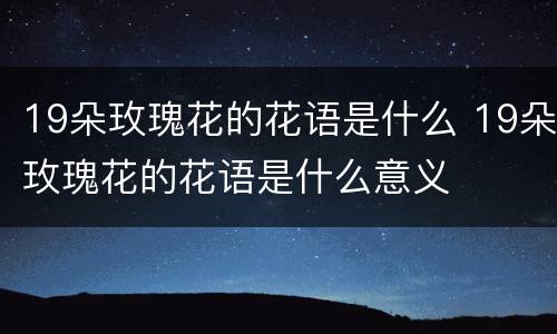 19朵玫瑰花的花语是什么 19朵玫瑰花的花语是什么意义