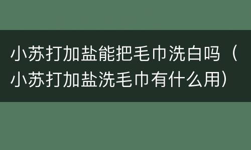 小苏打加盐能把毛巾洗白吗（小苏打加盐洗毛巾有什么用）