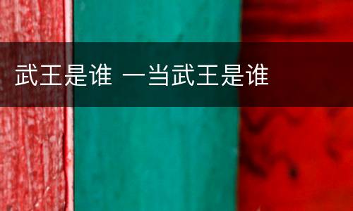 武王是谁 一当武王是谁