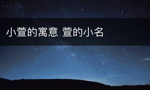 小萱的寓意 萱的小名