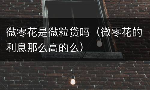 微零花是微粒贷吗（微零花的利息那么高的么）
