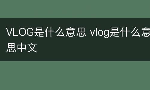 VLOG是什么意思 vlog是什么意思中文