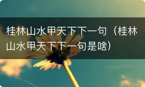 桂林山水甲天下下一句（桂林山水甲天下下一句是啥）