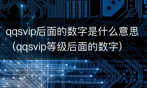qqsvip后面的数字是什么意思（qqsvip等级后面的数字）