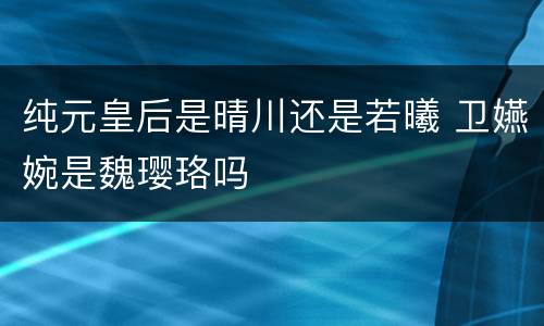 纯元皇后是晴川还是若曦 卫嬿婉是魏璎珞吗