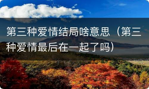 第三种爱情结局啥意思（第三种爱情最后在一起了吗）