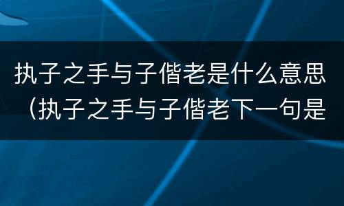 执子之手与子偕老是什么意思（执子之手与子偕老下一句是什么）