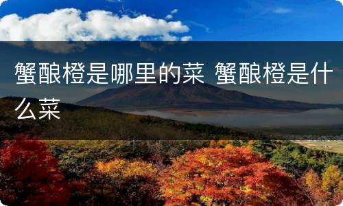 蟹酿橙是哪里的菜 蟹酿橙是什么菜