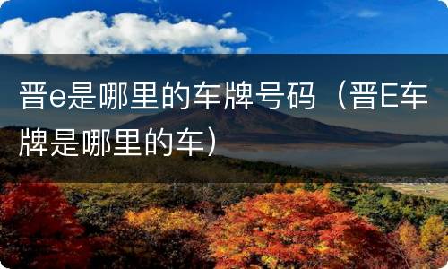 晋e是哪里的车牌号码（晋E车牌是哪里的车）