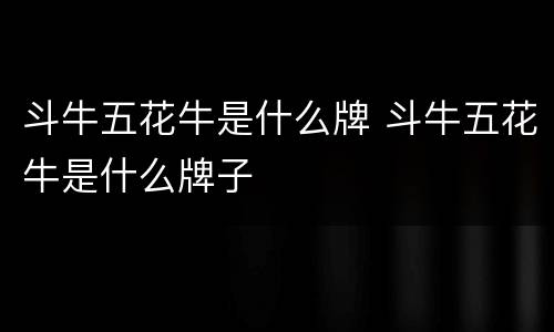 斗牛五花牛是什么牌 斗牛五花牛是什么牌子