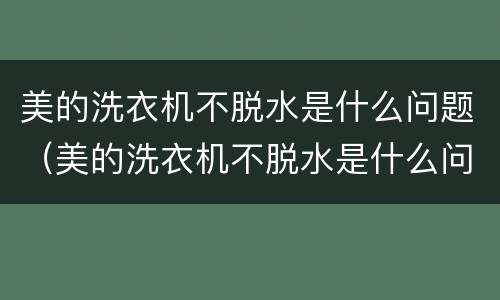 美的洗衣机不脱水是什么问题（美的洗衣机不脱水是什么问题显示E2）