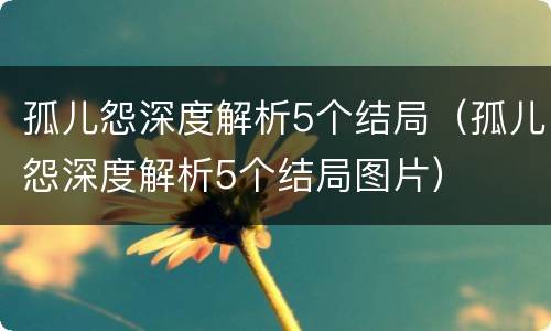 孤儿怨深度解析5个结局（孤儿怨深度解析5个结局图片）
