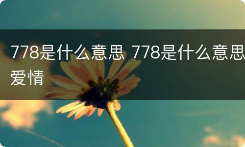 778是什么意思 778是什么意思爱情