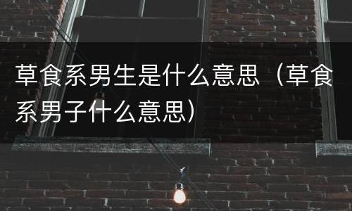 草食系男生是什么意思（草食系男子什么意思）