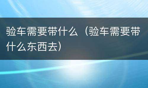 验车需要带什么（验车需要带什么东西去）