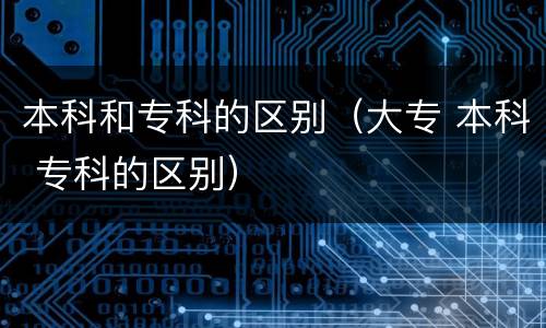 本科和专科的区别（大专 本科 专科的区别）