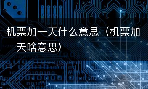 机票加一天什么意思（机票加一天啥意思）