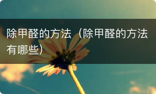 除甲醛的方法（除甲醛的方法有哪些）