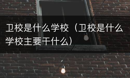 卫校是什么学校（卫校是什么学校主要干什么）