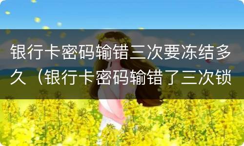 银行卡密码输错三次要冻结多久（银行卡密码输错了三次锁定了怎么办）