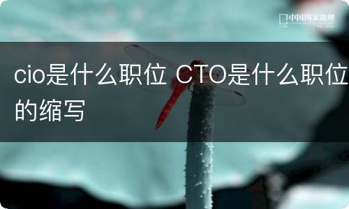 cio是什么职位 CTO是什么职位的缩写