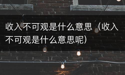 收入不可观是什么意思（收入不可观是什么意思呢）