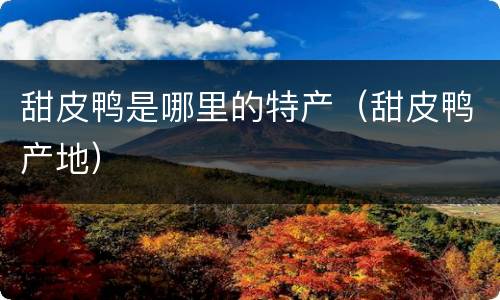 甜皮鸭是哪里的特产（甜皮鸭产地）