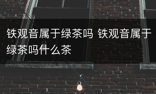 铁观音属于绿茶吗 铁观音属于绿茶吗什么茶