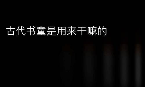 古代书童是用来干嘛的
