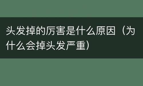 头发掉的厉害是什么原因（为什么会掉头发严重）