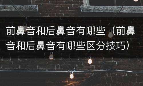 前鼻音和后鼻音有哪些（前鼻音和后鼻音有哪些区分技巧）