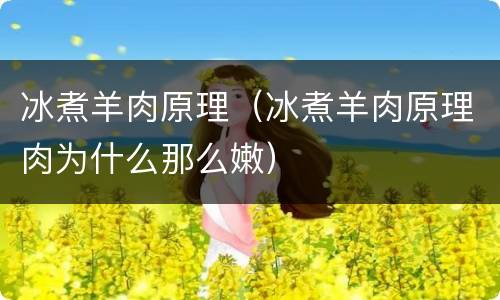 冰煮羊肉原理（冰煮羊肉原理肉为什么那么嫩）
