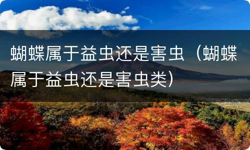蝴蝶属于益虫还是害虫（蝴蝶属于益虫还是害虫类）