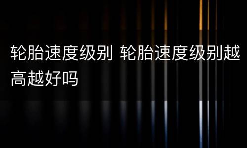 轮胎速度级别 轮胎速度级别越高越好吗