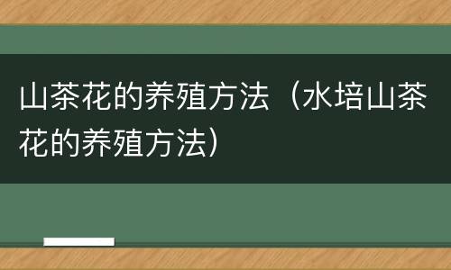 山茶花的养殖方法（水培山茶花的养殖方法）