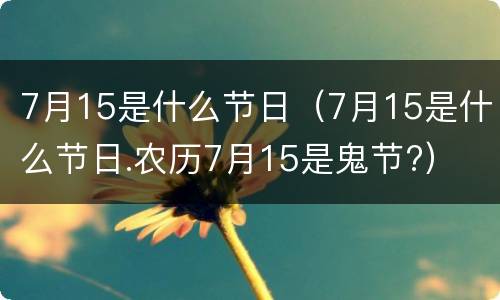 7月15是什么节日（7月15是什么节日.农历7月15是鬼节?）
